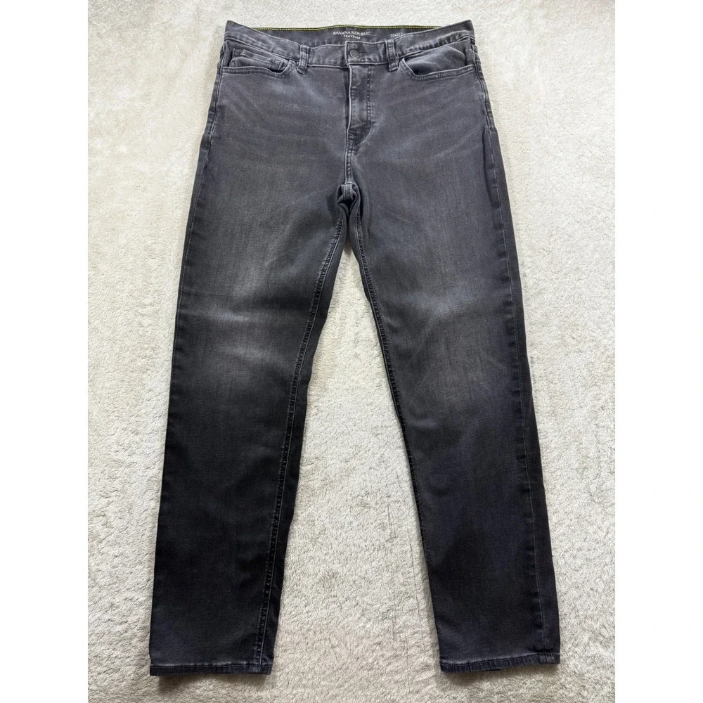 Banana Republic Mens Traveler Slim Fit Stretch Gray Jeans 33x32 Meas: 33x29.5
